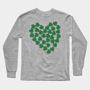 Green Shamrock Heart St Patricks Day Long Sleeve T-Shirt